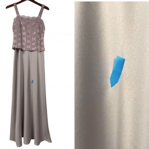 NWT Alex Evenings Formal Gown Size 6 Champagne Lace Sequin Bodice Long Dress - Picture 14 of 15